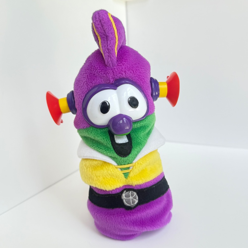 Veggietales Space Cadet Larry Cucumber Plush Toy Unisex 8.5in Purple 1998 VTG